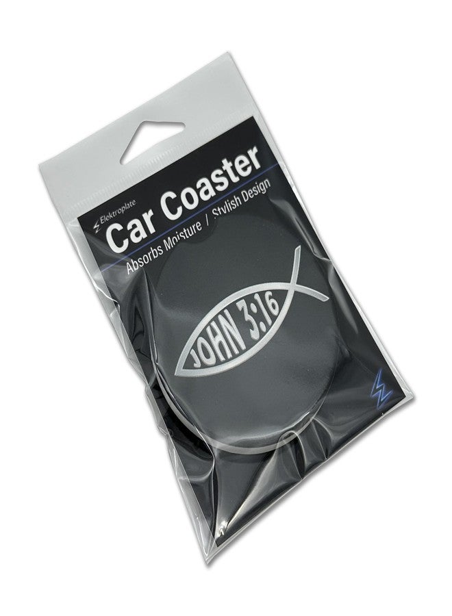 Elektroplate Christian Jesus Fish John 3:16 Bible Verse Automotive Ceramic Coasters (2.6" Diameter) | Universal Fit for All Cars, Trucks, SUVs, and More | Absorbent Non-Slip Durable | Set of 2 - Image 4